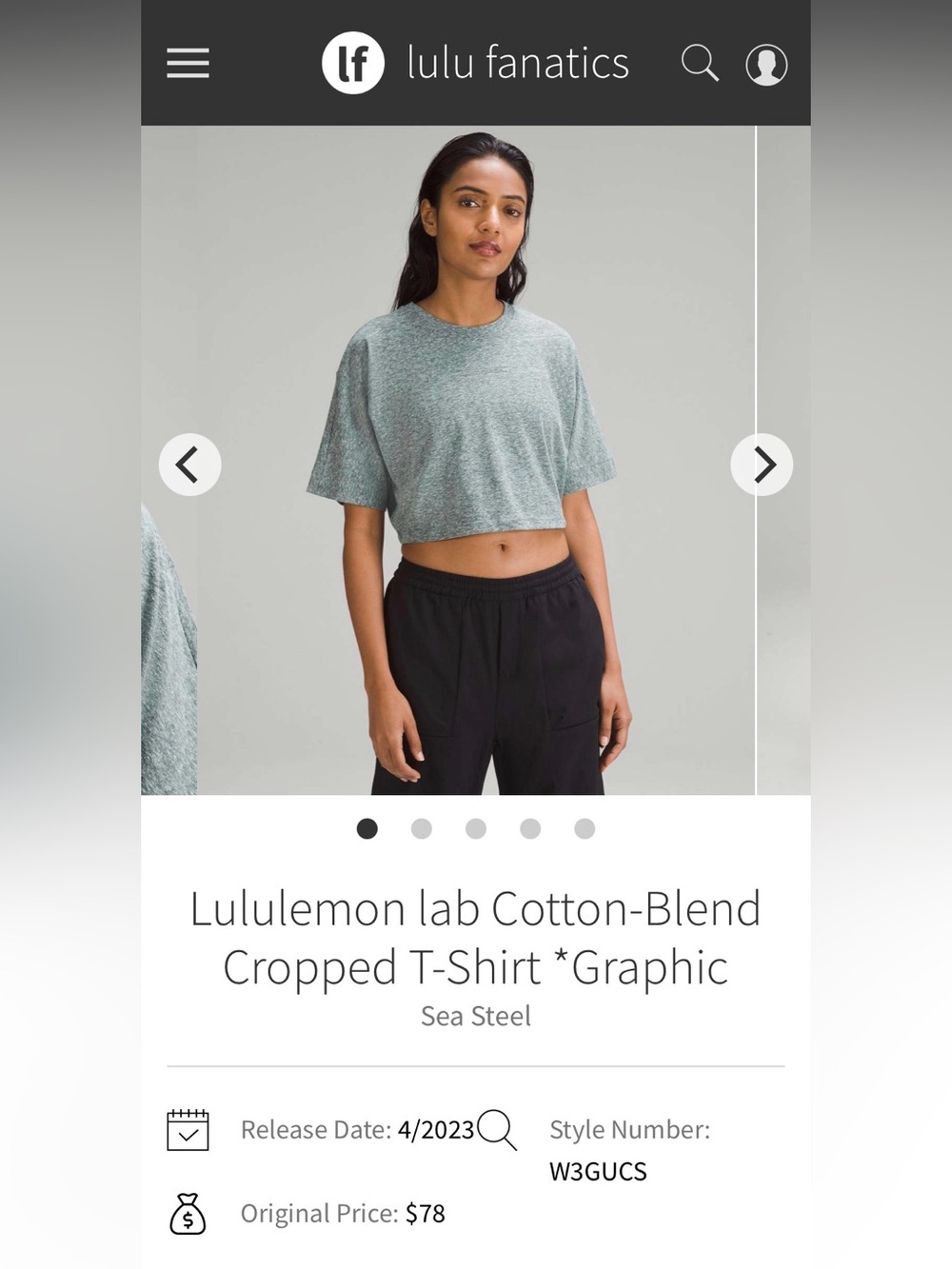 lululemon athletica Sea Steel Heather Cropped Tee